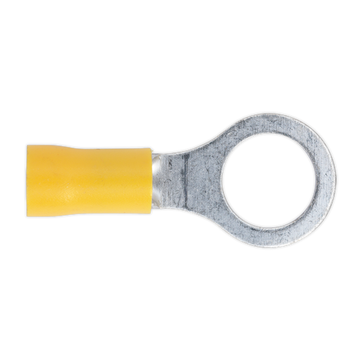 Sealey - YT16 Easy-Entry Ring Terminal Ø10.5mm (3/8") Yellow Pack of 100 Consumables Sealey - Sparks Warehouse