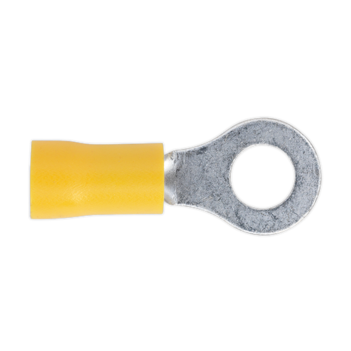 Sealey - YT19 Easy-Entry Ring Terminal Ø6.4mm (1/4") Yellow Pack of 100 Consumables Sealey - Sparks Warehouse