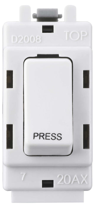 BG Nexus G14 Grid 20AX 1 Way Switch Module  2 Way Retractive Labelled  *PRESS* White - BG - sparks-warehouse