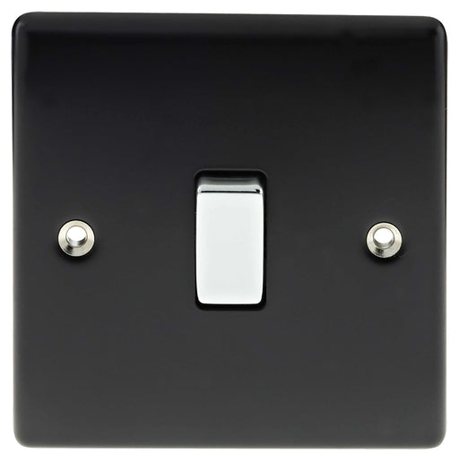 BG Nexus NMB12 Metal Matt Black & Chrome Light Switch Plate 1 Gang 2 Way - BG - Sparks Warehouse