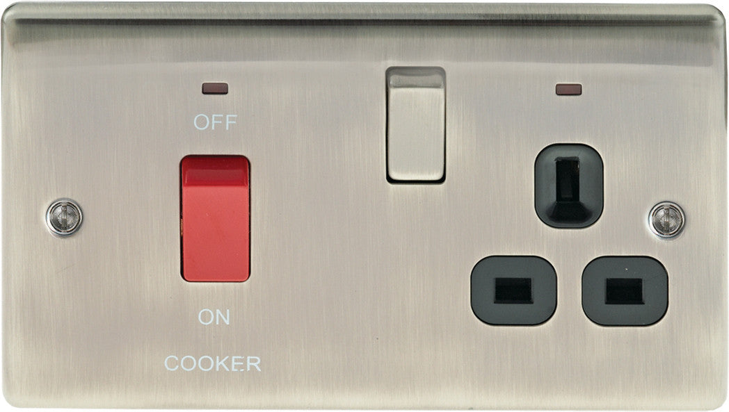BG Nexus NBI70B Brushed Iridium Cooker Connection Unit 45A - BG - Sparks Warehouse