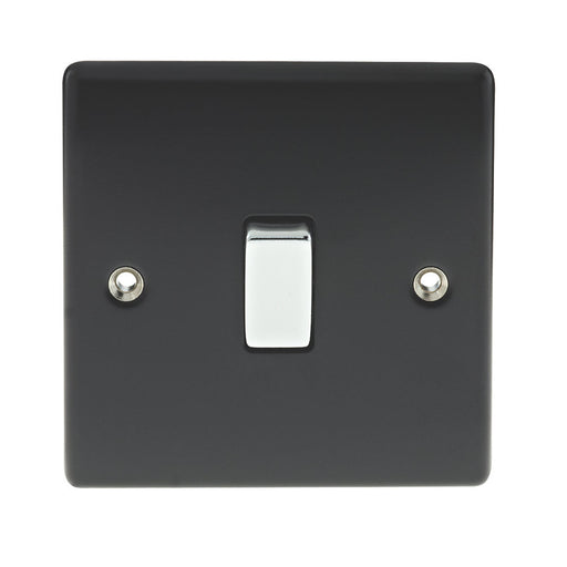 BG Nexus NMB13 Metal Matt Black & Chrome Light Switch 1 Gang Intermediate - BG - Sparks Warehouse