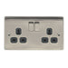 BG Nexus NBI22B Metal Brushed Iridium Double Plug Socket Switched (2 Gang) - BG - Sparks Warehouse