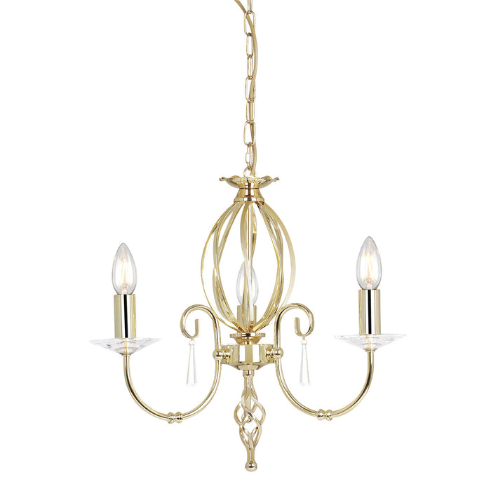 Elstead - AG3 POL BRASS Aegean 3 Light Chandelier - Polished Brass - Elstead - Sparks Warehouse