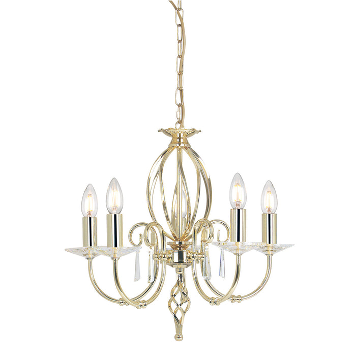 Elstead - AG5 POL BRASS Aegean 5 Light Chandelier - Polished Brass - Elstead - Sparks Warehouse