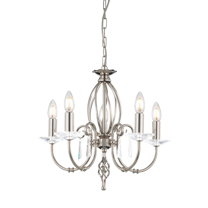 Elstead - AG5 POL NICKEL Aegean 5 Light Chandelier - Polished Nickel - Elstead - Sparks Warehouse