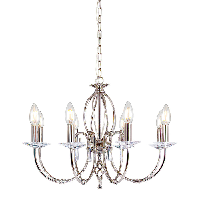Elstead - AG8 POL NICKEL Aegean 8 Light Chandelier - Polished Nickel - Elstead - Sparks Warehouse