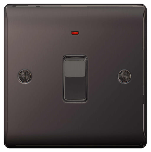 BG Nexus NBN31 Black Nickel 20A Double Pole Switch With Power Indicator - BG - sparks-warehouse