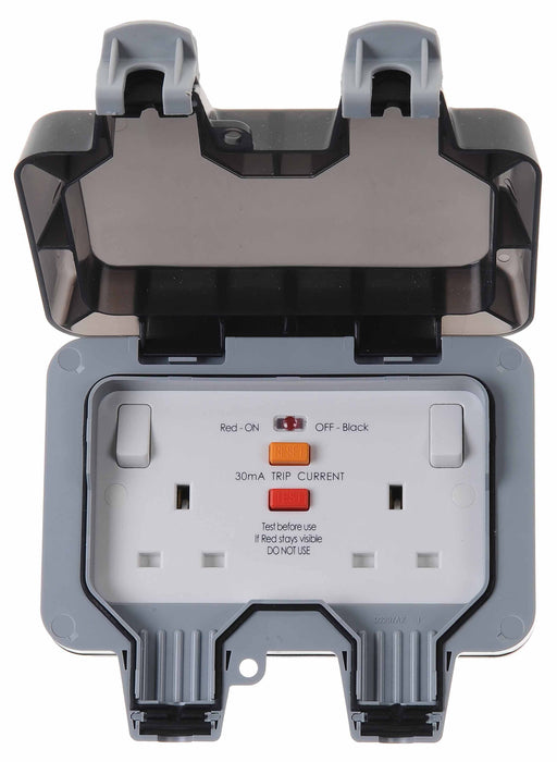 BG Nexus Storm WP22RCD Weatherproof 13A 2 Gang Latching RCD Switched Socket - BG - sparks-warehouse