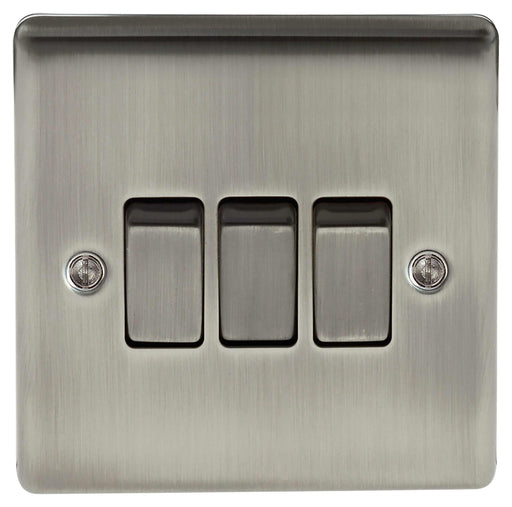 BG Nexus NBI43 Metal Brushed Iridium Light Switch Plate - Triple 3 Gang 2 Way - BG - Sparks Warehouse