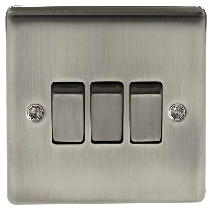 BG Nexus NBI43 Metal Brushed Iridium Light Switch Plate - Triple 3 Gang 2 Way - BG - Sparks Warehouse