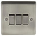 BG Nexus NBI43 Metal Brushed Iridium Light Switch Plate - Triple 3 Gang 2 Way - BG - Sparks Warehouse