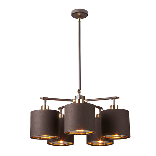 Elstead - BALANCE5 BRPB Balance 5 Light Chandelier - Brown and Polished Brass - Elstead - Sparks Warehouse