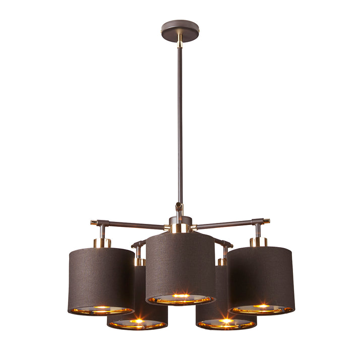 Elstead - BALANCE5 BRPB Balance 5 Light Chandelier - Brown and Polished Brass - Elstead - Sparks Warehouse