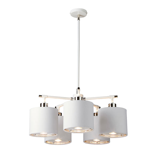 Elstead - BALANCE5 WPN Balance 5 Light Chandelier - White and Polished Nickel - Elstead - Sparks Warehouse