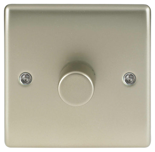 BG Nexus NPR81P Metal Pearl Nickel Single 1 Gang 2W 400W Dimmer Light Switch - BG - Sparks Warehouse