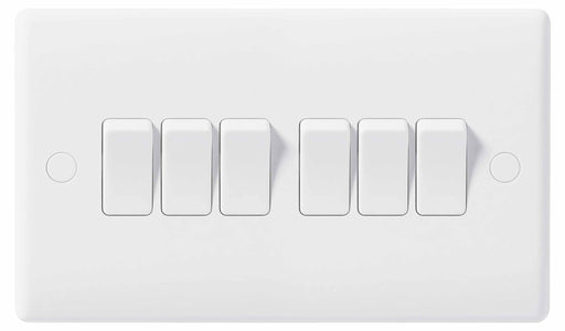 BG Nexus 846 10AX Plate Switch 6 Gang 2 Way - BG - sparks-warehouse