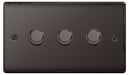 BG Nexus NBN83P Black Nickel 400W 3 Gang 2 Way Push Dimmer - BG - sparks-warehouse