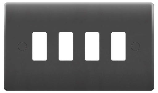 BG Nexus GPM4-01 PART M Grid 4 Gang Front Plate - Grey - BG - sparks-warehouse