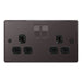 BG Nexus SBN22B Black Nickel Screwed Flat Plate Two Gang Socket with Black Insert - DISONTINUED - BG - Sparks Warehouse