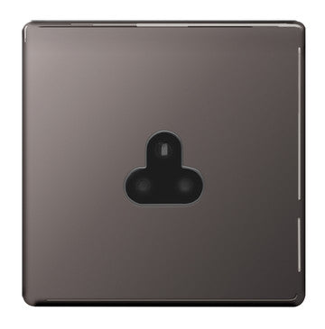 BG Nexus FBN28B Screwless Flat Plate Unswitched Round Pin 2A Socket - Black Nickel - BG - sparks-warehouse
