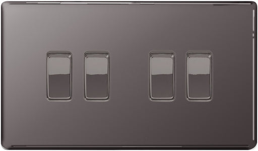BG Nexus FBN44 Screwless Flat Plate Black Nickel 10A 4G 2 Way Plate Switch - BG - sparks-warehouse