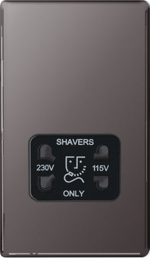 BG Nexus FBN20B Screwless Flat Plate Black Nickel Shaver Socket 115/230V Dual Voltage - BG - sparks-warehouse