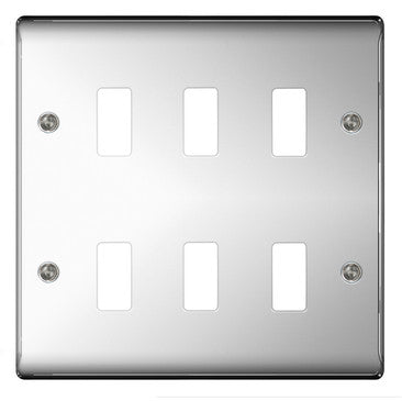 BG Nexus GNPC6 Grid Chrome 6 Gang Front Plate - BG - sparks-warehouse
