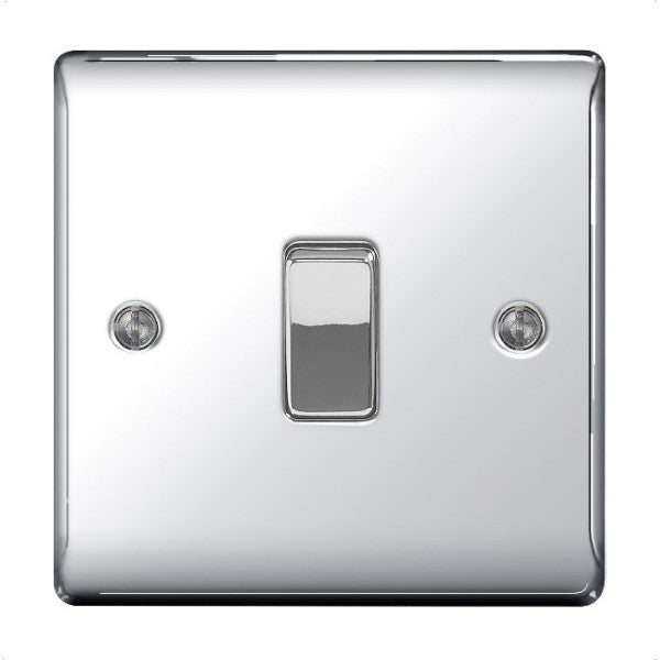 BG Nexus NPC12 Polished Chrome 10A 1 Gang 2 Way Plate Switch - BG - sparks-warehouse