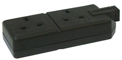 BG ELS132B 13A 2 Gang HEAVY DUTY RUBBER TRAILING Socket Black - BG - sparks-warehouse