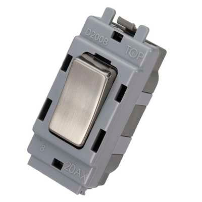 BG Nexus GBS12 Grid Brushed Steel 20AX 2 Way Single Pole Switch Module - DISCONTINUED Nexus Grid BG - Sparks Warehouse