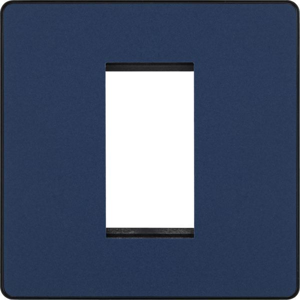 BG Evolve - PCDDBEMS1B - Matt Blue (Black) Single Euro Module Front Plate (25 X 50) BG - Evolve - Screwless Matt Blue BG - Sparks Warehouse