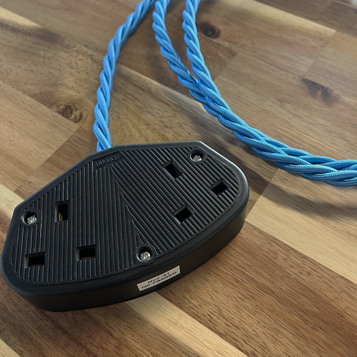 Purple / Blue Braided Fabric Decorative Extension Lead - Black Trailing Socket