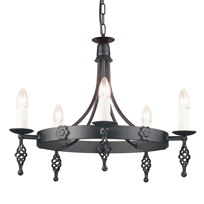 Elstead - BY5 BLACK Belfry 5 Light Chandelier Black - Elstead - Sparks Warehouse