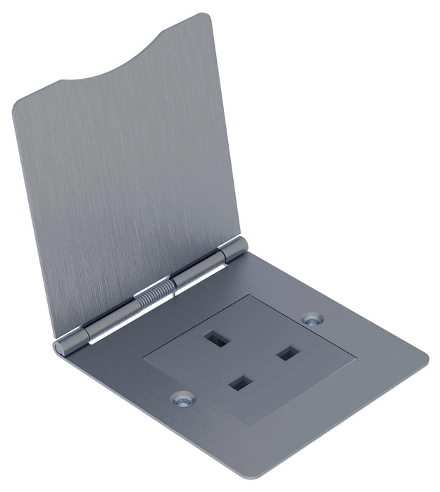 BG SBS23G/FR Brushed Steel 13A 1 Gang Unswitched Floor Socket - BG - sparks-warehouse