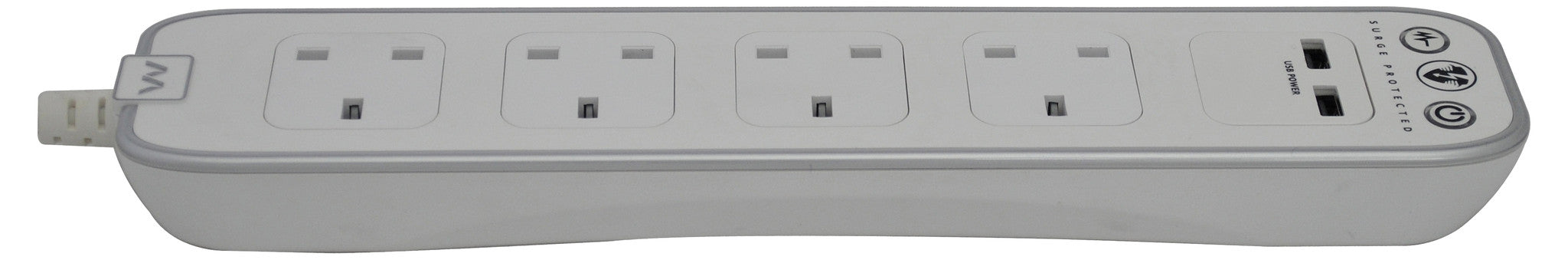 BG SRGU41PW 13A 1M 4 Gang SURGE EXTENSION LEAD And 2 X USB Polished White - BG - sparks-warehouse