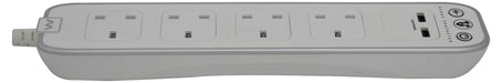 BG SRGU41PW 13A 1M 4 Gang SURGE EXTENSION LEAD And 2 X USB Polished White - BG - sparks-warehouse