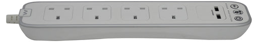 BG SRGU41PW 13A 1M 4 Gang SURGE EXTENSION LEAD And 2 X USB Polished White - BG - sparks-warehouse