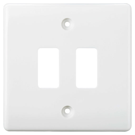 BG Nexus G82 Moulded White 2 Gang Grid Front Plate - BG - sparks-warehouse