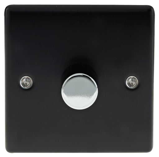 BG Nexus NMB81P Metal Matt Black & Chrome 1 Gang 2W 400W Dimmer Light Switch - BG - Sparks Warehouse