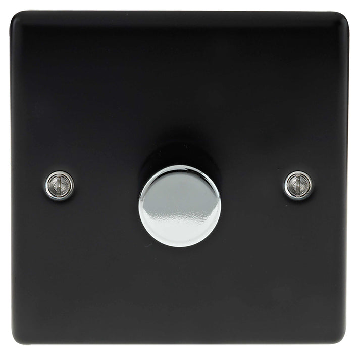 BG Nexus NMB81P Metal Matt Black & Chrome 1 Gang 2W 400W Dimmer Light Switch - BG - Sparks Warehouse