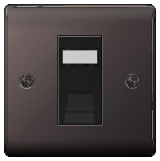 BG Nexus NBNRJ451 Black Nickel 1 Gang RJ45 Data Outlet Socket With IDC Window - BG - sparks-warehouse