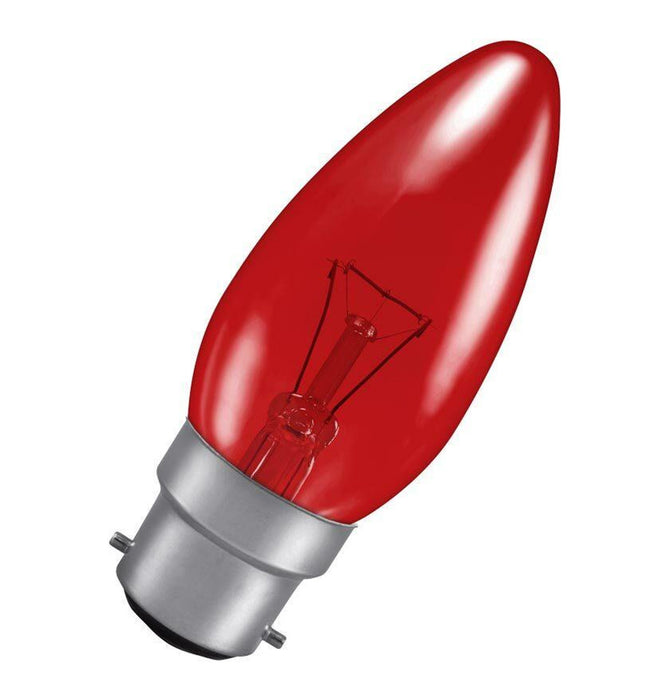 Crompton FIRCAN40BC BC-B22d 40W Candle Fireglow Red Light Bulb
