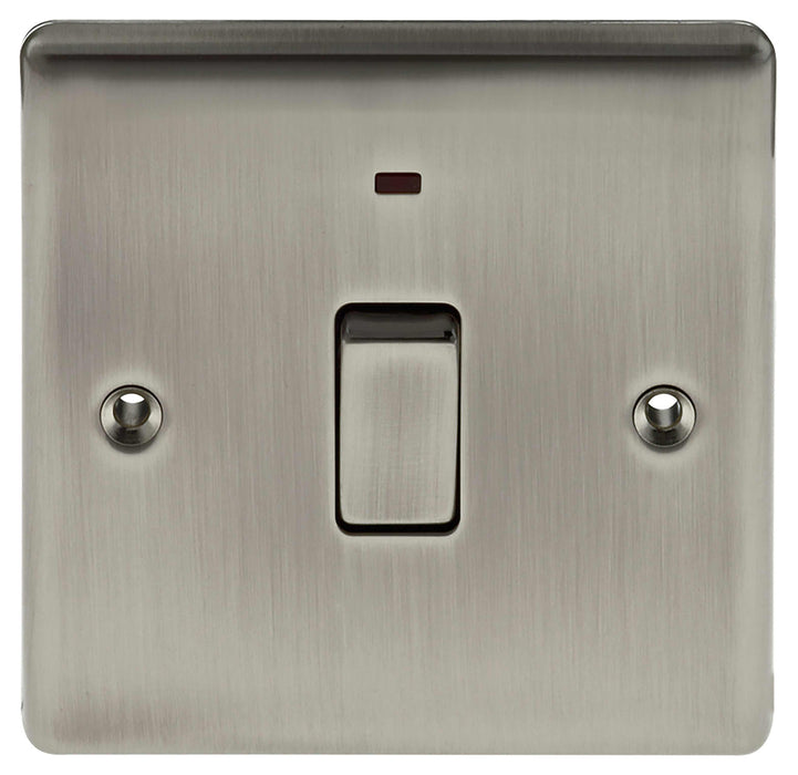 BG Nexus NBI31 Metal Brushed Iridium 20A Double Pole Switch with Neon - BG - Sparks Warehouse