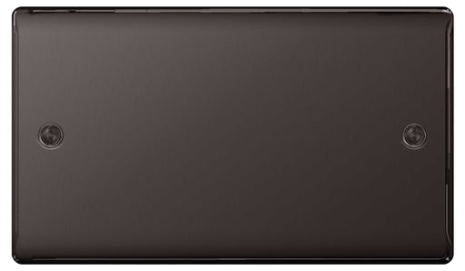 BG Nexus NBN95 Black Nickel 2 Gang Blank Plate - BG - sparks-warehouse
