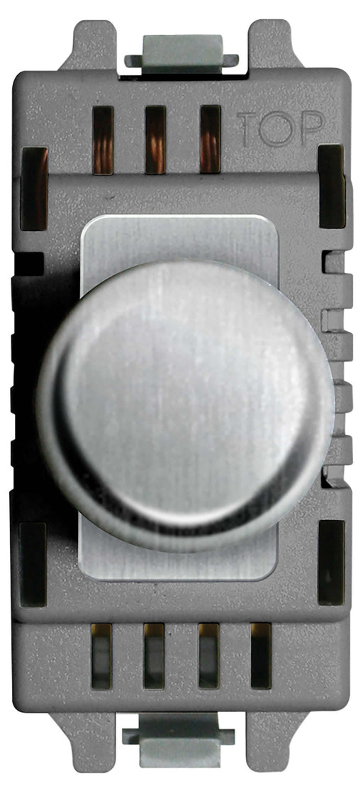 BG Nexus GBSD400 Grid Brushed Steel 400W 2 Way Push Dimmer Module - BG - sparks-warehouse