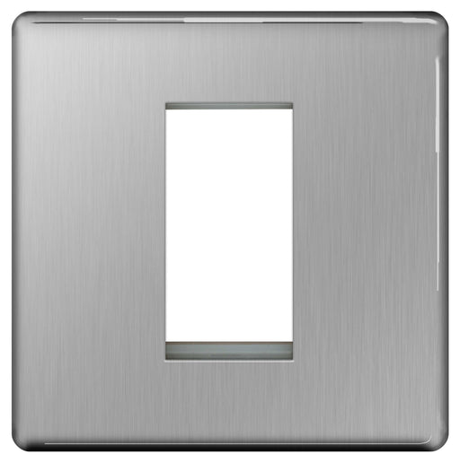 BG FBSEMS1 Screwless Flat Plate Brushed Steel 1 Module  Front Plate (25 x 50mm) - BG - sparks-warehouse