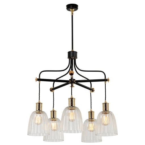 Elstead - DOUILLE5 BPB Douille 5 Light Chandelier - Black/Polished Brass - Elstead - Sparks Warehouse