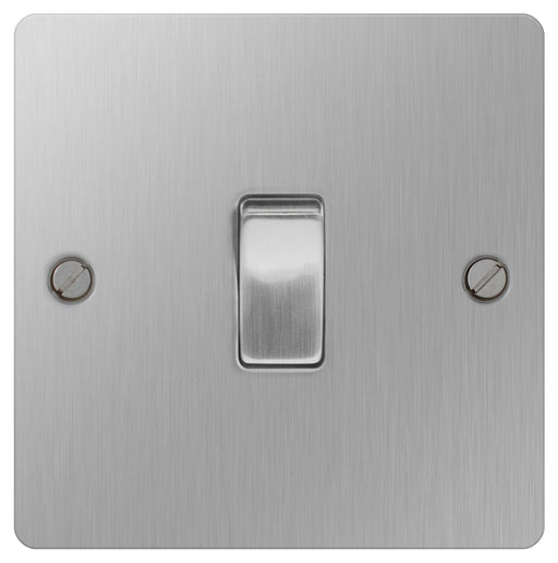 BG SBS12 Brushed Steel 10A Plate Switch 1 Gang 2 Way - BG - sparks-warehouse