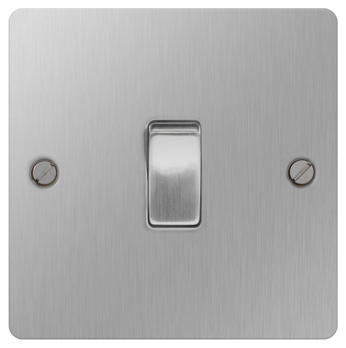 BG SBS12 Brushed Steel 10A Plate Switch 1 Gang 2 Way - BG - sparks-warehouse